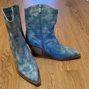 Olivia Miller Light Blue Denim Heeled Boots